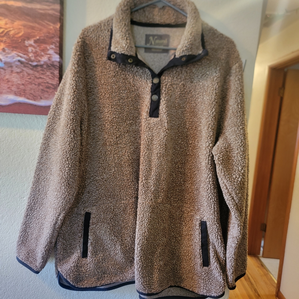 Natural Reflections Beige and Black Teddy Pullover